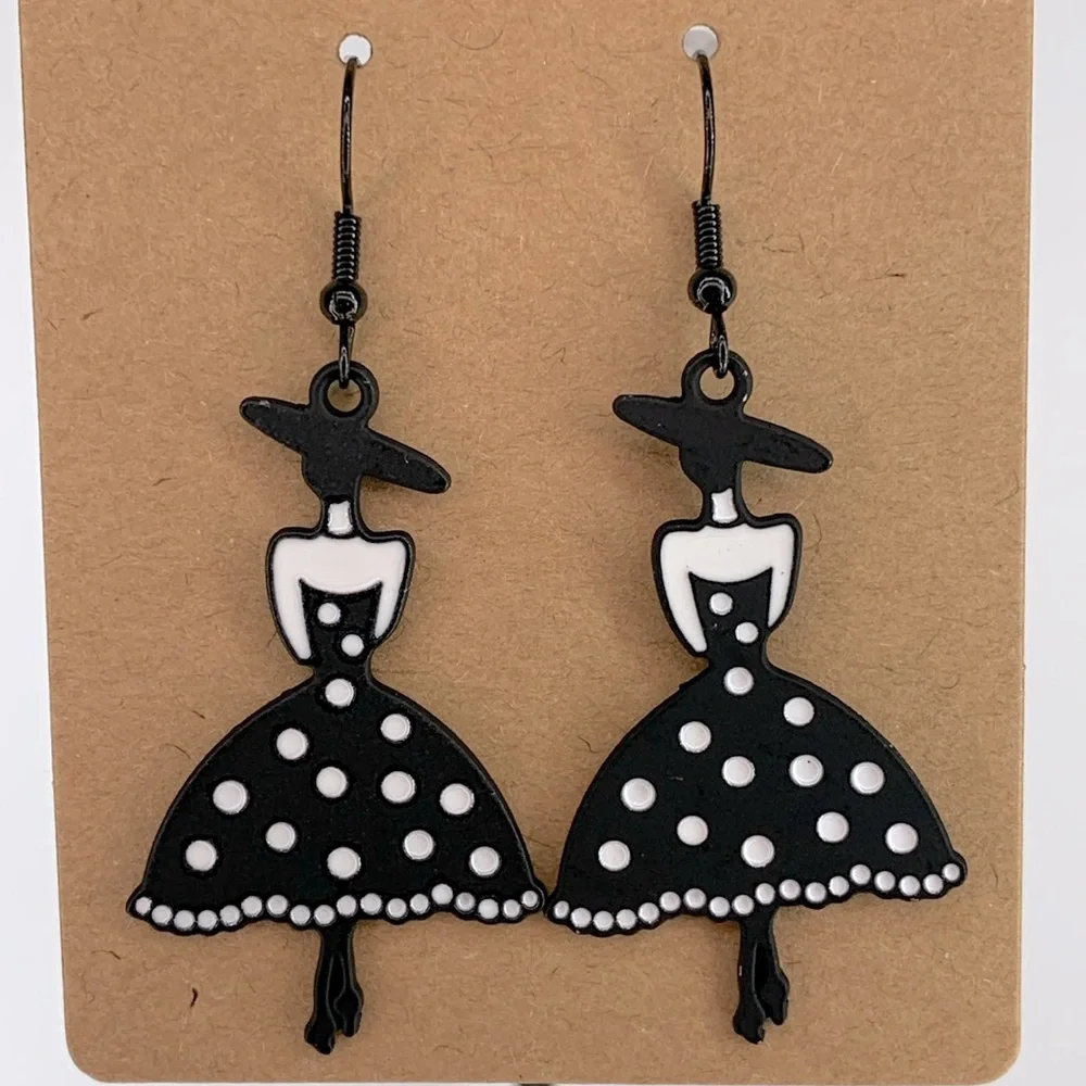 Fashion Black Dress Earrings Zinc Alloy - Picture 1 of 3